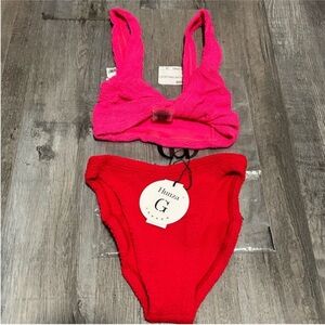 NWT 🌺 Hunza G Jean Bikini in Bubblegum/Red